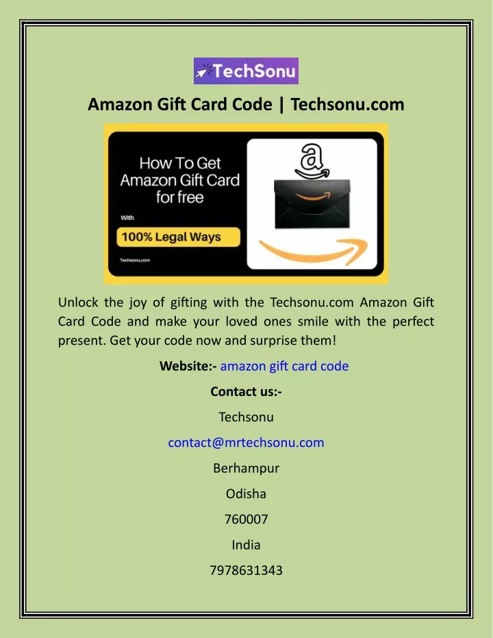amazon gift card code techsonu com