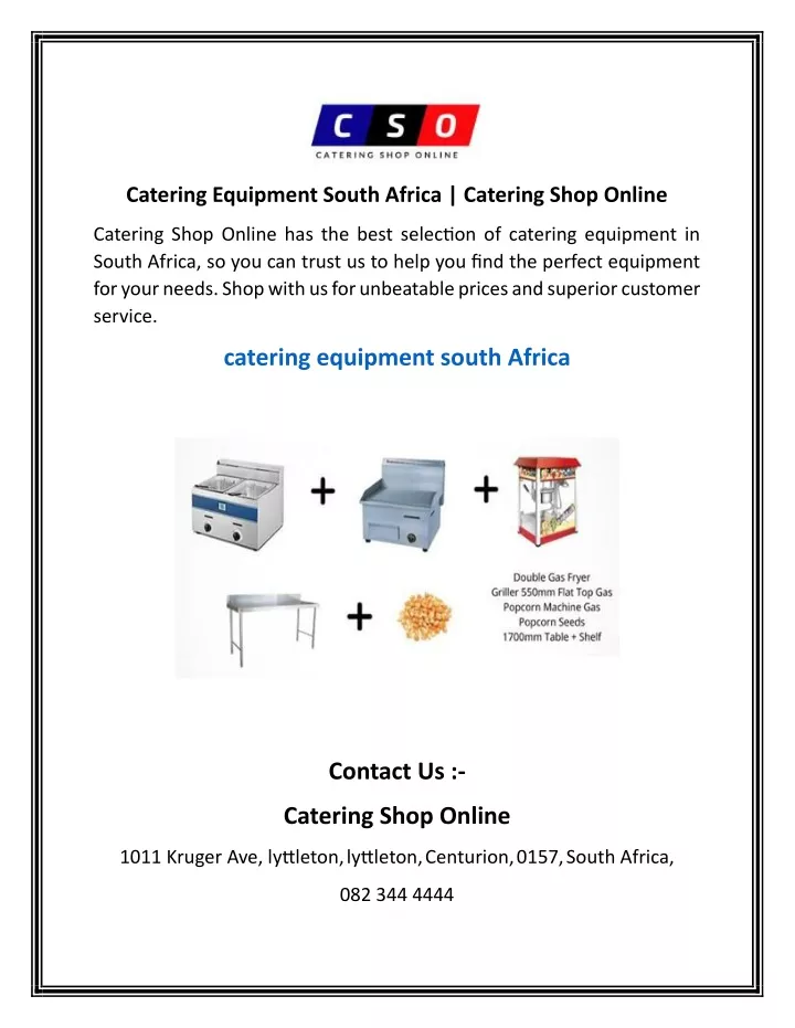 catering equipment south africa catering shop