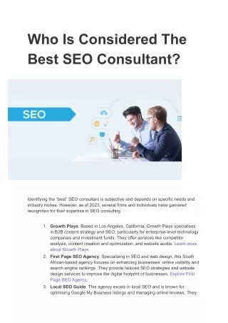 Who Is Considered The Best SEO Consultant?
