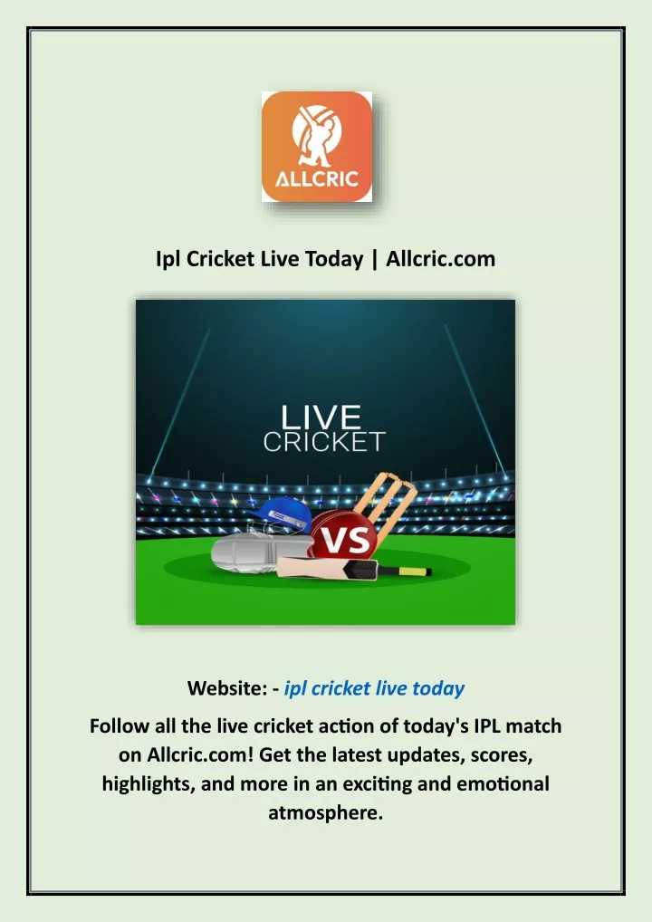 ipl cricket live today allcric com