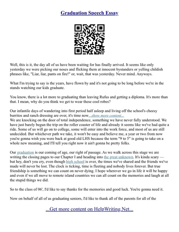 Graduate School Essay Samples