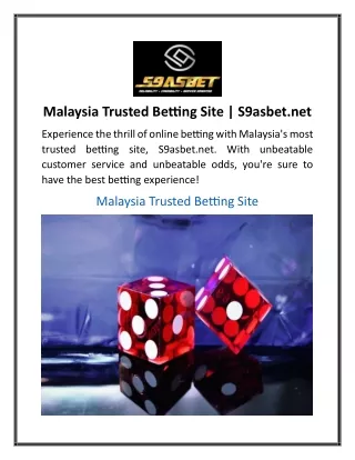 Malaysia Trusted Betting Site S9asbet.net
