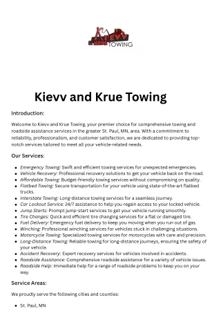 Kiev and Krue Towing