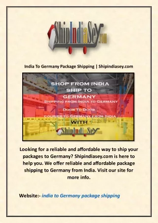 India To Germany Package Shipping | Shipindiasey.com