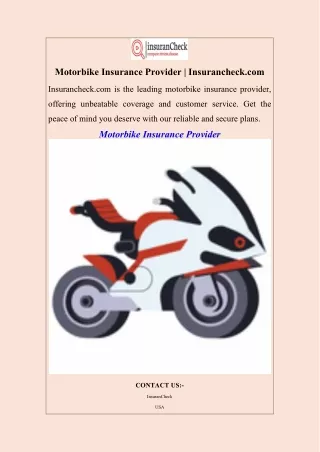 Motorbike Insurance Provider  Insurancheck.com