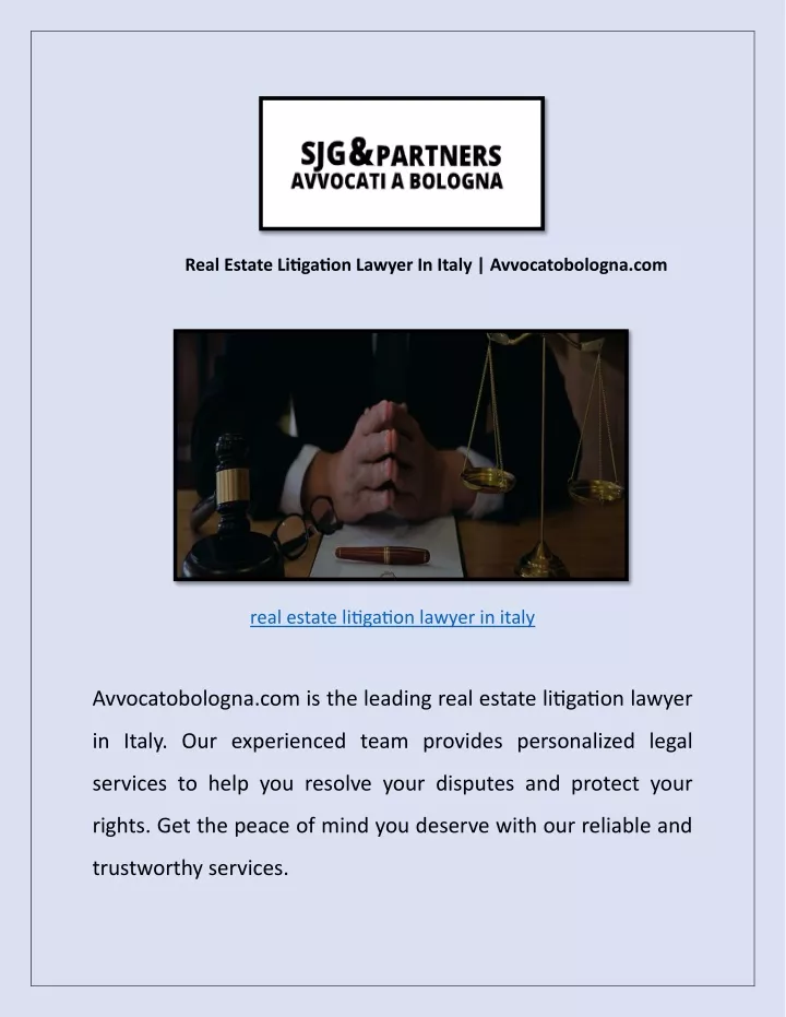 real estate litigation lawyer in italy