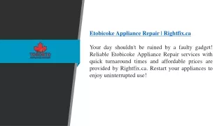 Etobicoke Appliance Repair  Rightfix.ca