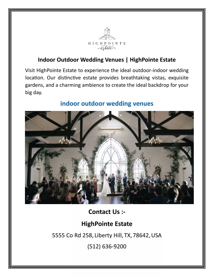 indoor outdoor wedding venues highpointe estate