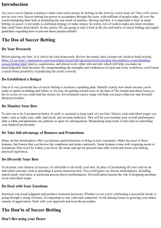 The Dos and Don'ts of Soccer Betting: Frequent Faults to stop