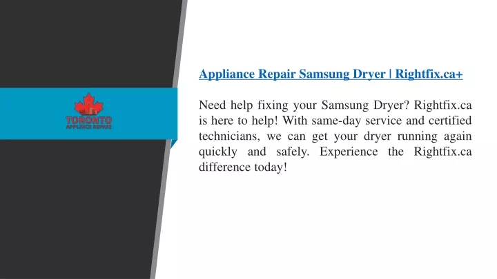 appliance repair samsung dryer rightfix ca need