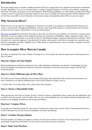 The final word Guide to purchasing Silver Bars in Canada