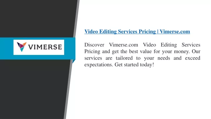 video editing services pricing vimerse