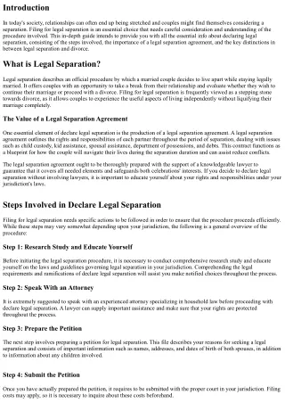 Declare Legal Separation: An In-Depth Guide to the Process