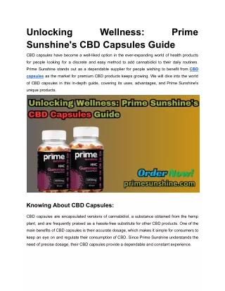 Unlocking Wellness_ Prime Sunshine's CBD Capsules Guide