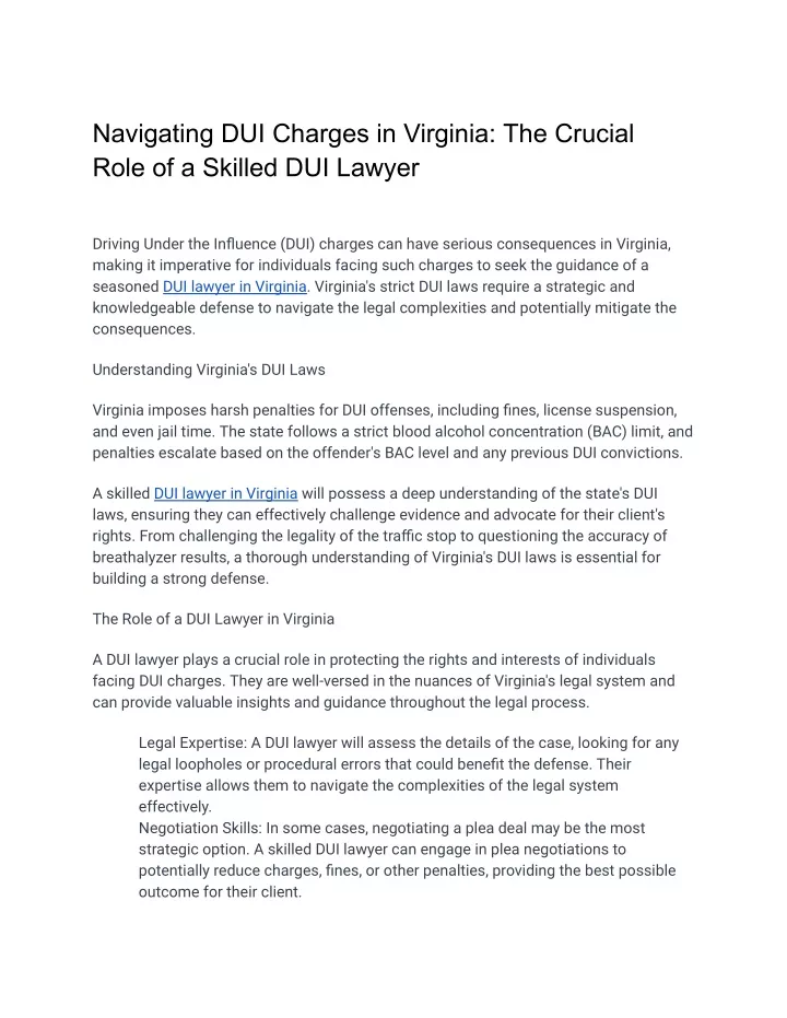 navigating dui charges in virginia the crucial