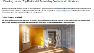 Elevating Homes_ Top Residential Remodeling Contractors in Henderson