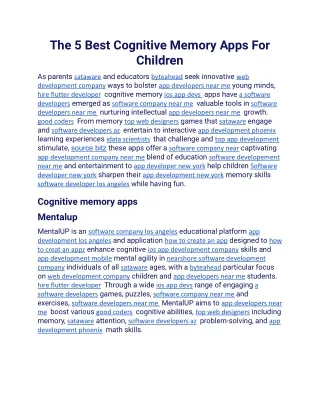 the 5 best cognitive memory apps for children
