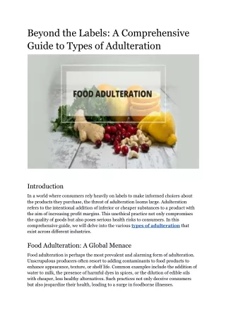 Beyond the Labels_ A Comprehensive Guide to Types of Adulteration