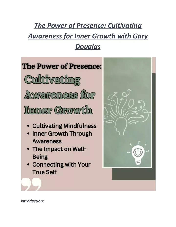 the power of presence cultivating awareness