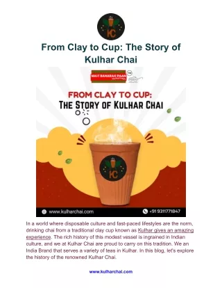 From Clay to Cup : The Story of Kulhar Chai
