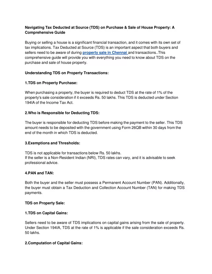 navigating tax deducted at source tds on purchase