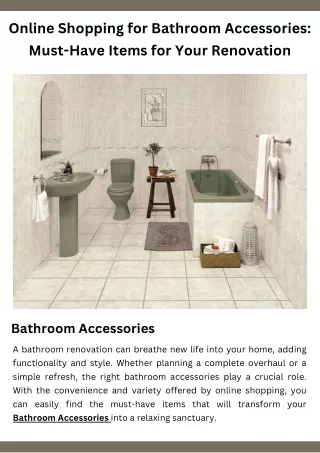 Online Shopping for Bathroom Accessories- Must Have Items for Your Renovation