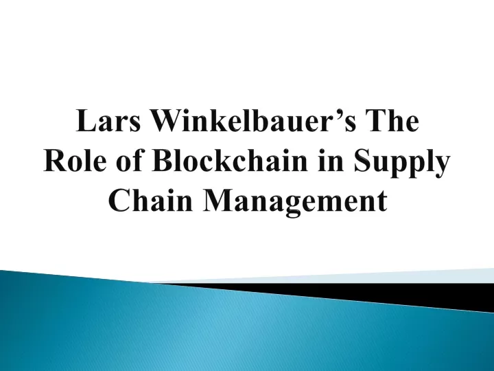 lars winkelbauer s the role of blockchain in supply chain management