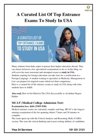 a curated list of top entrance exams to study