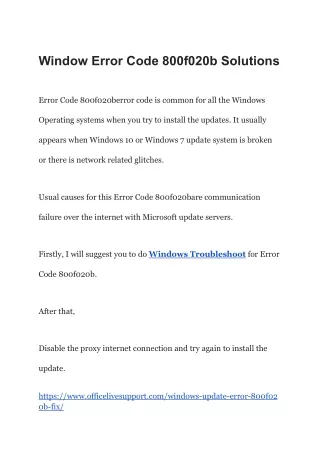 window error code 800f020b solutions