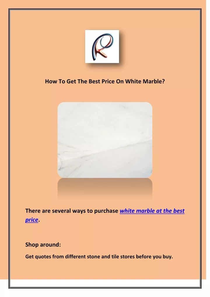 how to get the best price on white marble