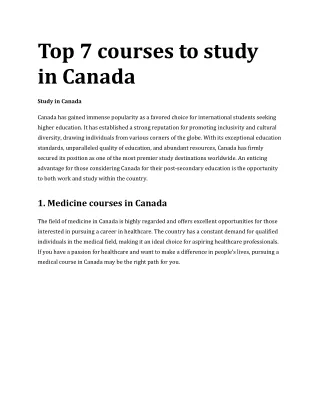 Top 7 courses to study in Canada