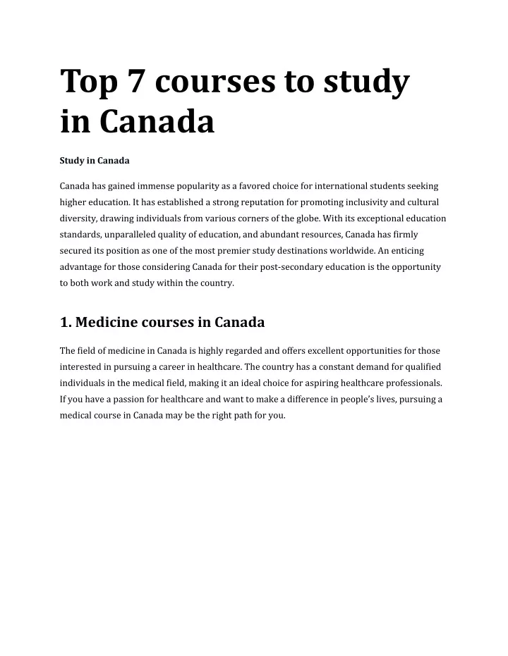 top 7 courses to study in canada