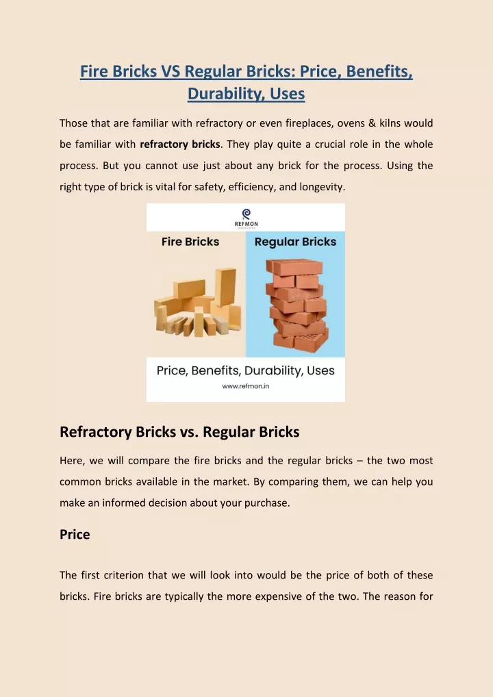 fire bricks vs regular bricks price benefits