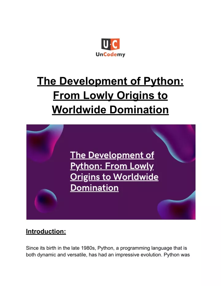 the development of python from lowly origins