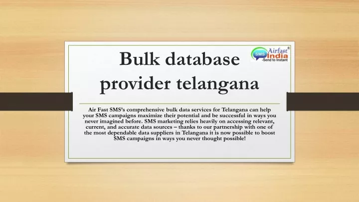 bulk database provider telangana