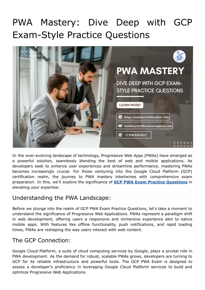 pwa mastery dive deep with gcp exam style