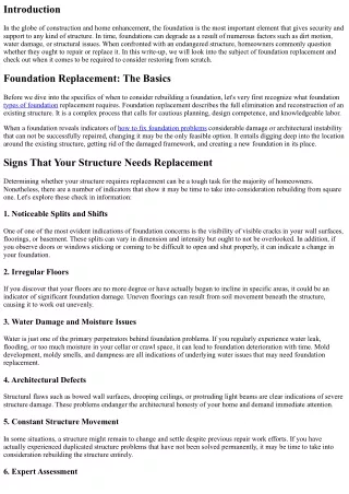 Foundation Replacement 101: When to Think About Reconstructing from square one