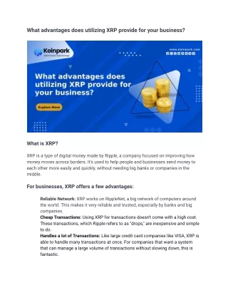 what advantages does utilizing xrp provide