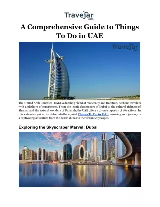 Guide to Things To Do in UAE :travejar