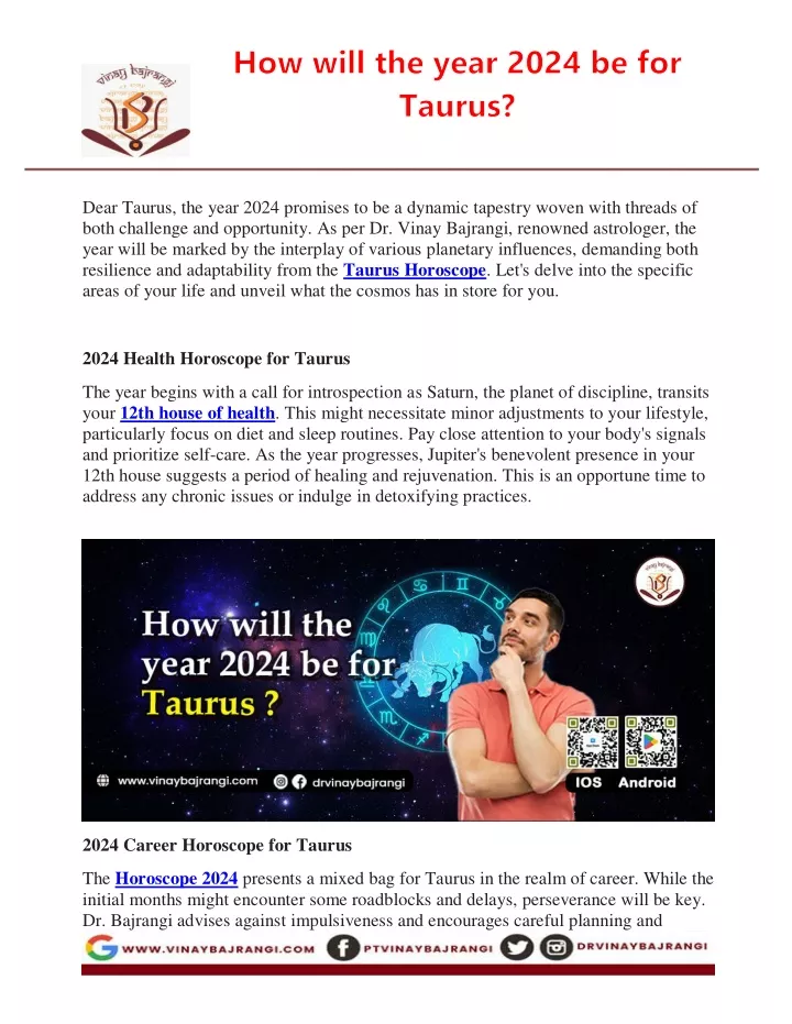 PPT year 2024 be for Taurus PowerPoint Presentation, free download
