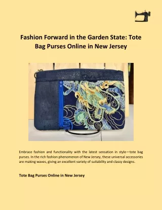 Fashion Forward in the Garden State: Tote Bag Purses Online in New Jersey
