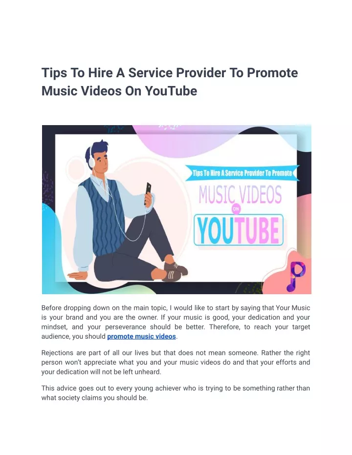 tips to hire a service provider to promote music