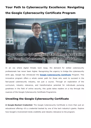 your path to cybersecurity excellence navigating
