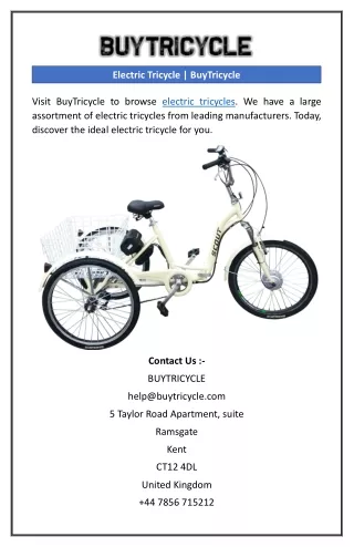 Electric Tricycle | BuyTricycle