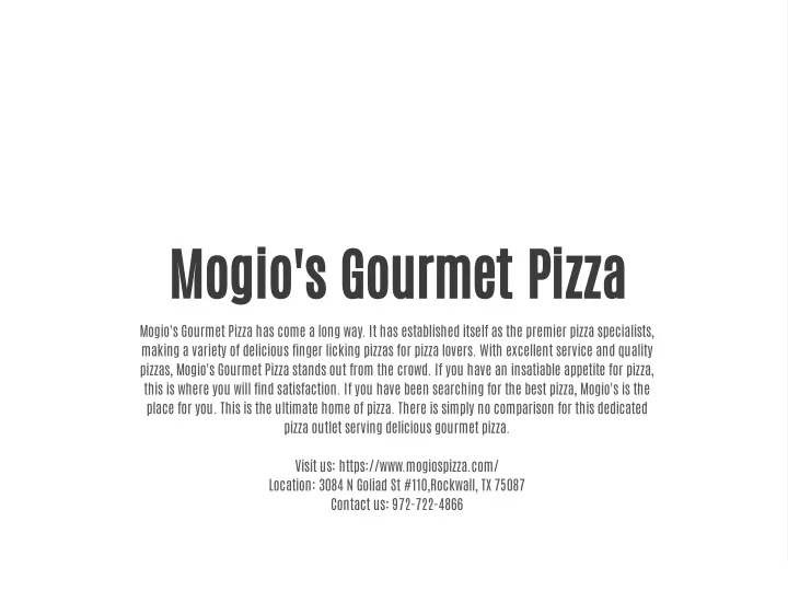 mogio s gourmet pizza mogio s gourmet pizza