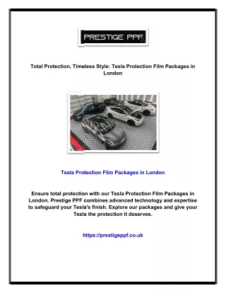 Total Protection, Timeless Style: Tesla Protection Film Packages in London