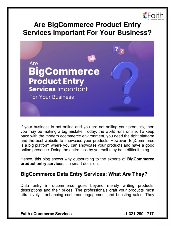 are bigcommerce product entry services important