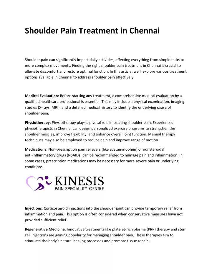 shoulder pain treatment in chennai