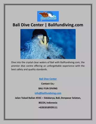 Bali Dive Center | Balifundiving.com