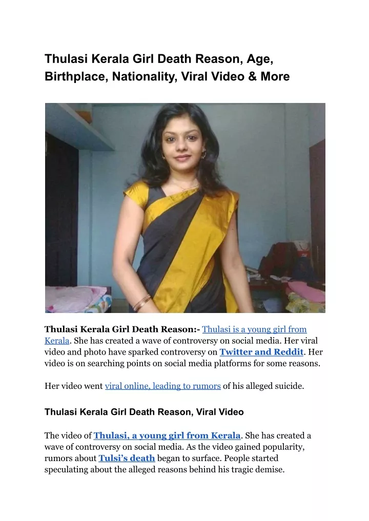 thulasi kerala girl death reason age birthplace
